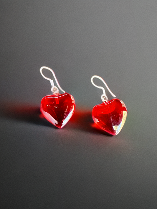 Aretes de corazón de cristal
